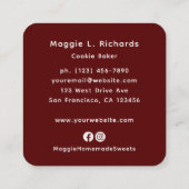 ラヴパーソナライズされた焼いたレッドベーカリー スクエア名刺 (裏面)