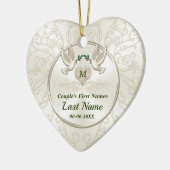 ラヴパーソナライズされた結婚バードオーナメント セラミックオーナメント (左)