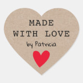 ラヴパーソナライズされた赤いハートクラフト製 ハートシール (正面)