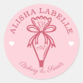 ラヴベーカリー配管モダンバッグピンクで手作り ラウンドシール (正面)
