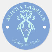 ラヴベーカリー配管モダンバッグブルー製手作り ラウンドシール (正面)