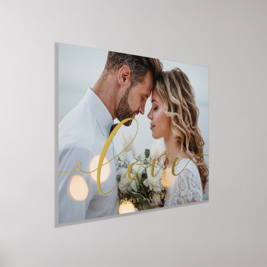 ラヴミニマルエレガントィスクリプ結婚トの写真 箔ポスター (レイダウン)