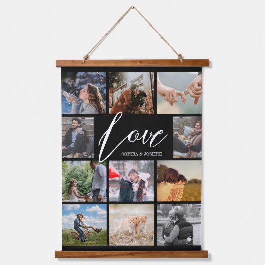 ラヴモダンカスタムフォトコラージュValentineカップル 吊り下げ型タペストリー (正面)