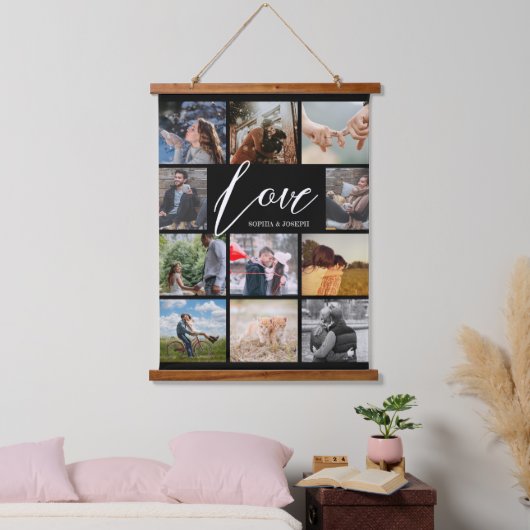 ラヴモダンカスタムフォトコラージュValentineカップル 吊り下げ型タペストリー (寝室)