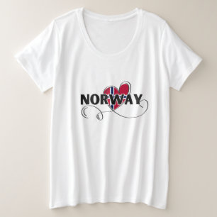 ラヴモダンノルウェー国旗スカンジナビア土産 プラスサイズTシャツ