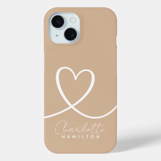 ラヴモダンハート名パーソナライズされたタンホワイト Case-Mate iPhoneケース (裏面)