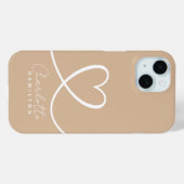 ラヴモダンハート名パーソナライズされたタンホワイト Case-Mate iPhoneケース (裏面 (横))