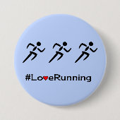 ラヴランニングィーのハッシュタグのスローガン青 缶バッジ (正面)