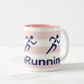 ラヴランニングィーのハッシュタグピンクストライプ色 ツートーンマグカップ (正面右)