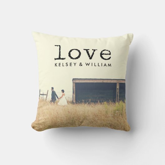 ラヴヴィンテージタイプライターフォントタイポグラフィfor Photo クッション (正面)