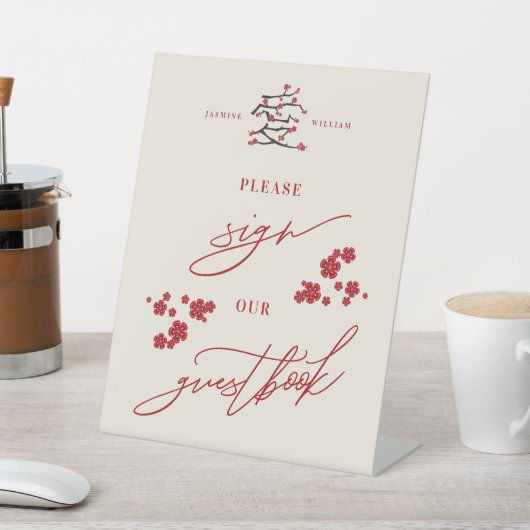 ラヴ中国のレッドさくらんぼ花サイン予約 台座サイン (インサイチュ)