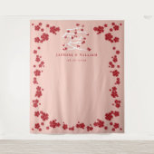 ラヴ中国のレッドさくらんぼ花婚約パーティ タペストリー (正面)