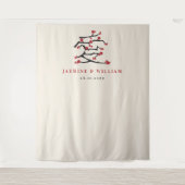 ラヴ中国のレッドさくらんぼ花婚約パーティ タペストリー (正面)