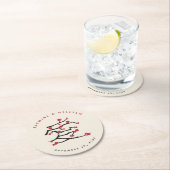 ラヴ中国のレッドさくらんぼ花婚約パーティ ラウンドペーパーコースター (インサイチュ)