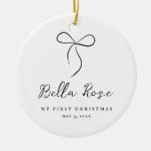 ラヴ包まれたブラックボウ初めてのクリスマス写真 セラミックオーナメント (正面)