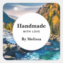 ラヴ川と山景勝手作り スクエアシール