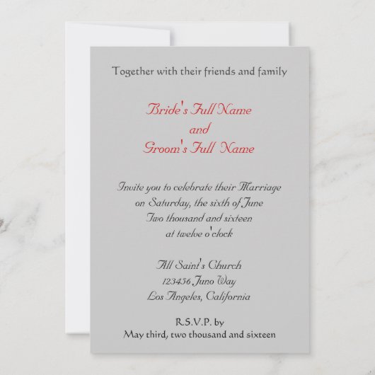 ラヴ幽霊のよく出るァンス結婚式招待状付き道路 招待状 (裏面)