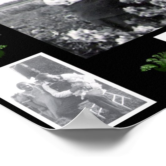 ラヴ引用文写真と写真付きブラックグリーン ポスター (角)