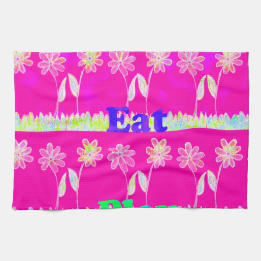 ラヴ感動的食べフラデザイン キッチンタオル (横)