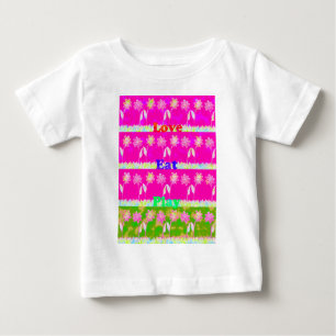 ラヴ感動的食べフラデザイン ベビーTシャツ