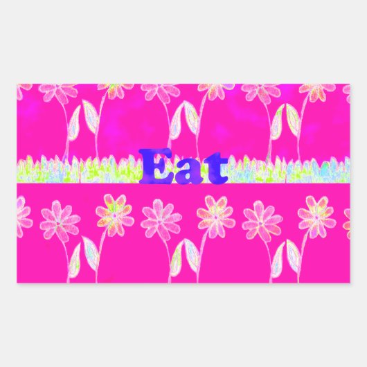 ラヴ感動的食べフラデザイン 長方形シール (正面)