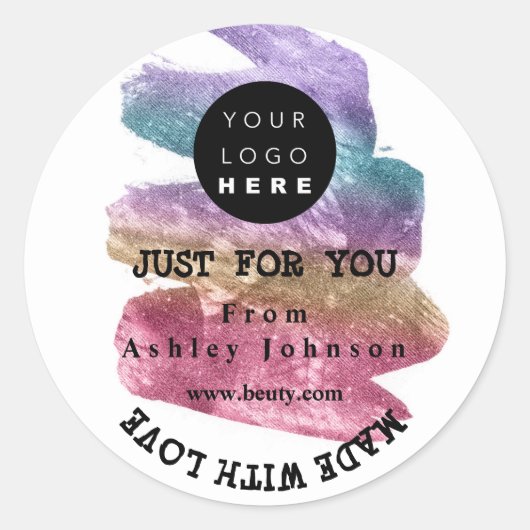 ラヴ感謝していィストロークピンクで作ったログラデーションゴ ラウンドシール (正面)