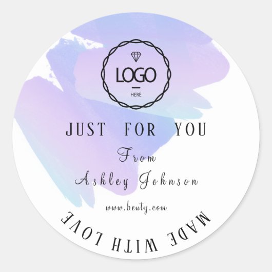 ラヴ感謝していィピンクブルーパープル製ロゴクラシック ラウンドシール (正面)