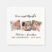 ラヴ感謝していエレガント&3 Photo Bride結婚 Groom スタンダードカクテルナプキン (正面)