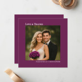 ラヴ感謝していカシスパープル結婚さんの写真感謝 ノートカード (正面/裏面インサイチュ)