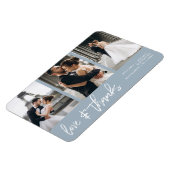 ラヴ感謝していフォトコラージュ手付き埃っぽいブルー マグネット (左側)