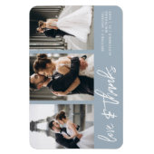 ラヴ感謝していフォトコラージュ手付き埃っぽいブルー マグネット (縦)