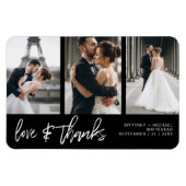 ラヴ感謝していフォトコラージュ手書きブラック マグネット (横)