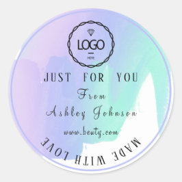 ラヴ感謝していミントブルーの枠で作ったロ絵を描ゴ ラウンドシール