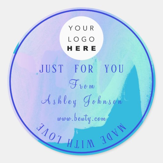 ラヴ感謝していミントブルーミントで作ったロゴ絵を描 ラウンドシール (正面)