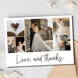ラヴ感謝してい結婚の写真エレガントコラージュ サンキューカード