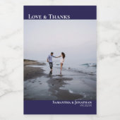 ラヴ感謝してい&バニーブルーシンプルの写真結婚のミニ ワインラベル (シングルラベル)