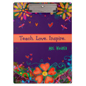 ラヴ教えインスパイア先生フローラカラフル引用文 クリップボード (正面)