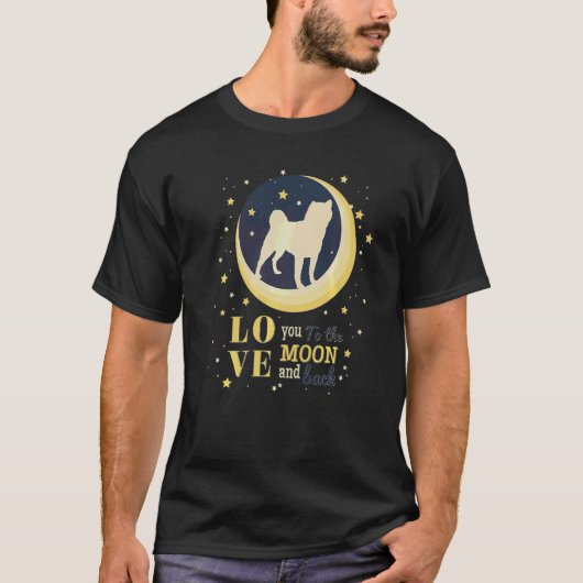 ラヴ柴犬ドッグトゥザムーン Tシャツ (正面)