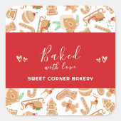 ラヴ焼いたベーカリージンガーブレッドホリデー付き スクエアシール (正面)