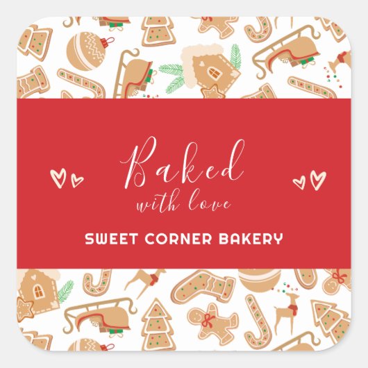 ラヴ焼いたベーカリージンガーブレッドホリデー付き スクエアシール (正面)