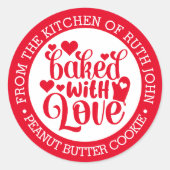 ラヴ焼いたホリデーパーソナライズされたベーキング ラウンドシール (正面)