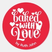 ラヴ焼いたホリデーパーソナライズされたレッドベーキング ラウンドシール (正面)