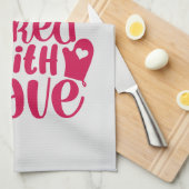 ラヴ焼いた引用文赤いハートパール キッチンタオル (四つ折り)