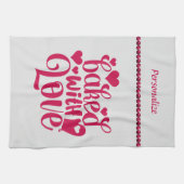 ラヴ焼いた引用文赤いハートパール キッチンタオル (横)