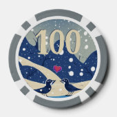 ラヴ疑問に思ィピンクの冬の雪鳥ハート ポーカーチップ (裏面)