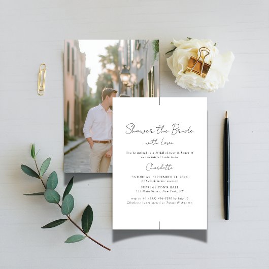 ラヴ祝カップル写真ブライダルシャワーパーティー 招待状