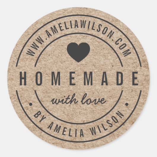 ラヴ素朴はっきりしたフェイクハート付きKraft自家製 ラウンドシール (正面)