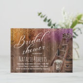 ラヴ素朴ウッドラダーバーンドウッドブライダルシャワー 招待状 (スタンド正面)