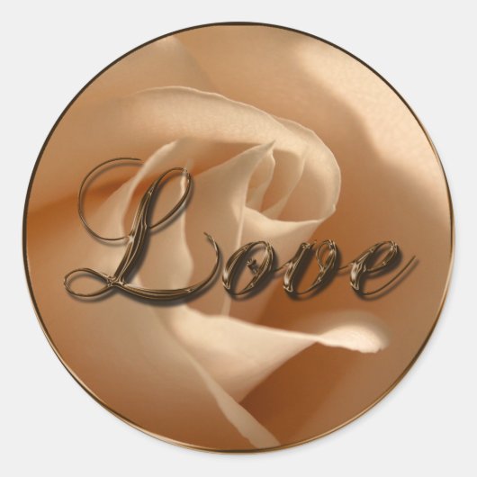 ラヴ素朴クリームバラ結婚ズ封筒用シール ラウンドシール (正面)