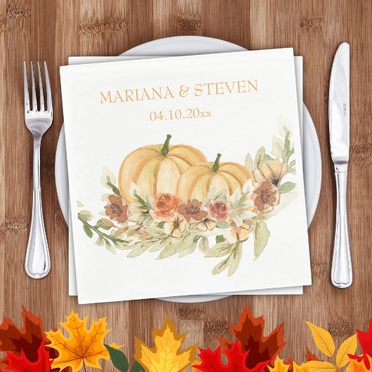 ラヴ素朴パンプキンの昼寝の水の色の結婚秋 スタンダードランチョンナプキン
